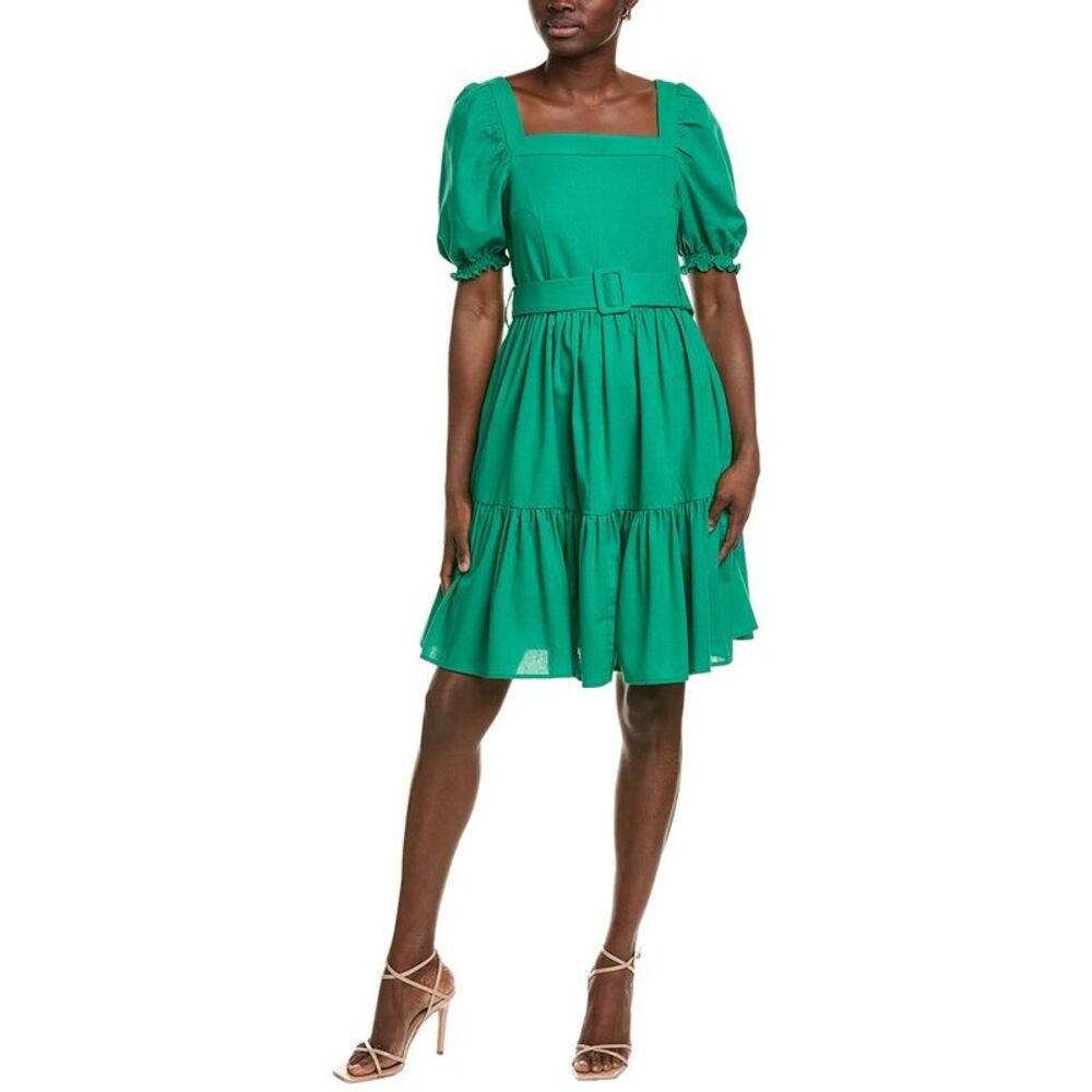 Bgl Womens  Linen-Blend Mini Dress, Green
